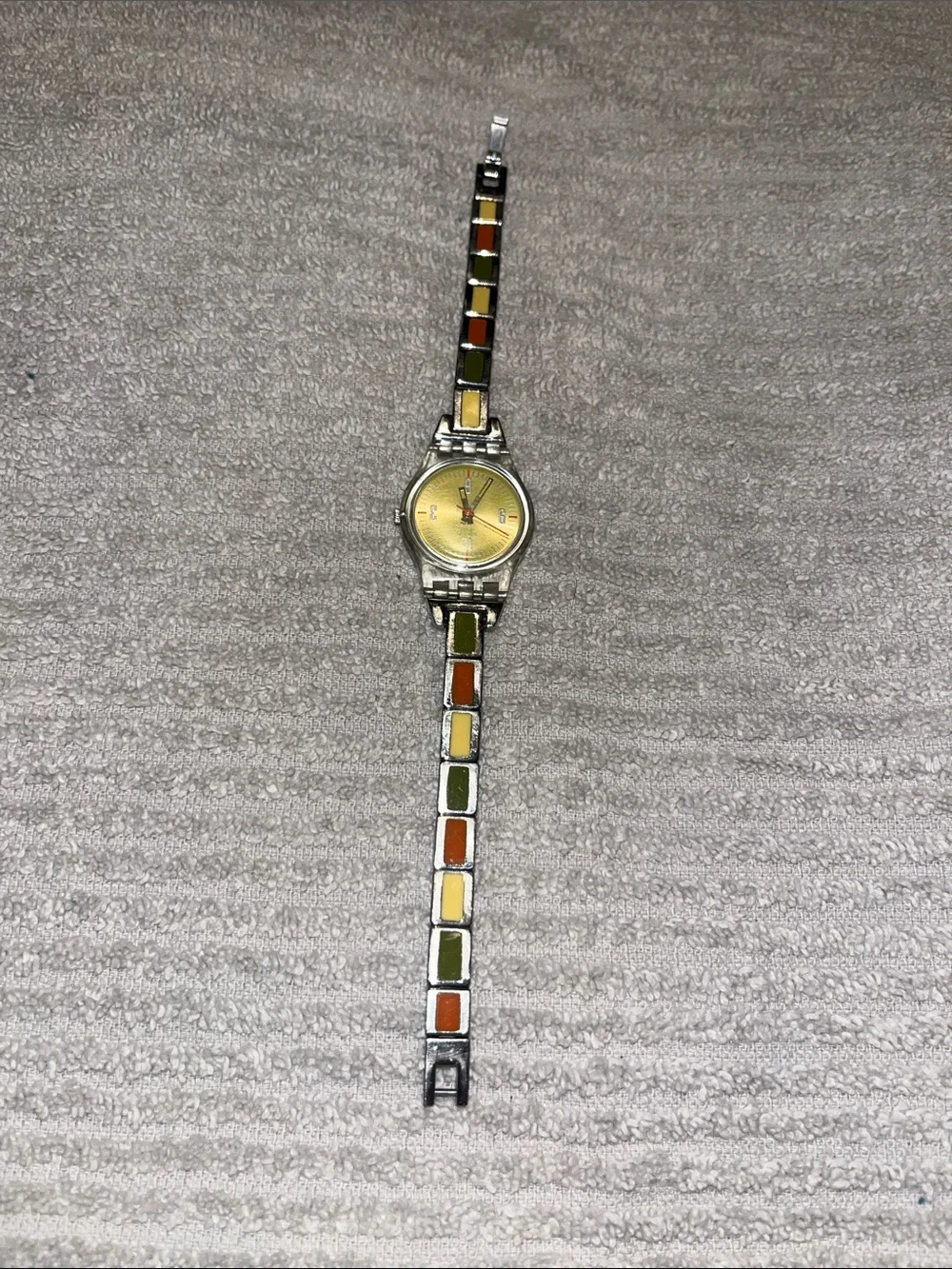 Earthy Swatch Yellow Dial Stainless Bracelet Watch